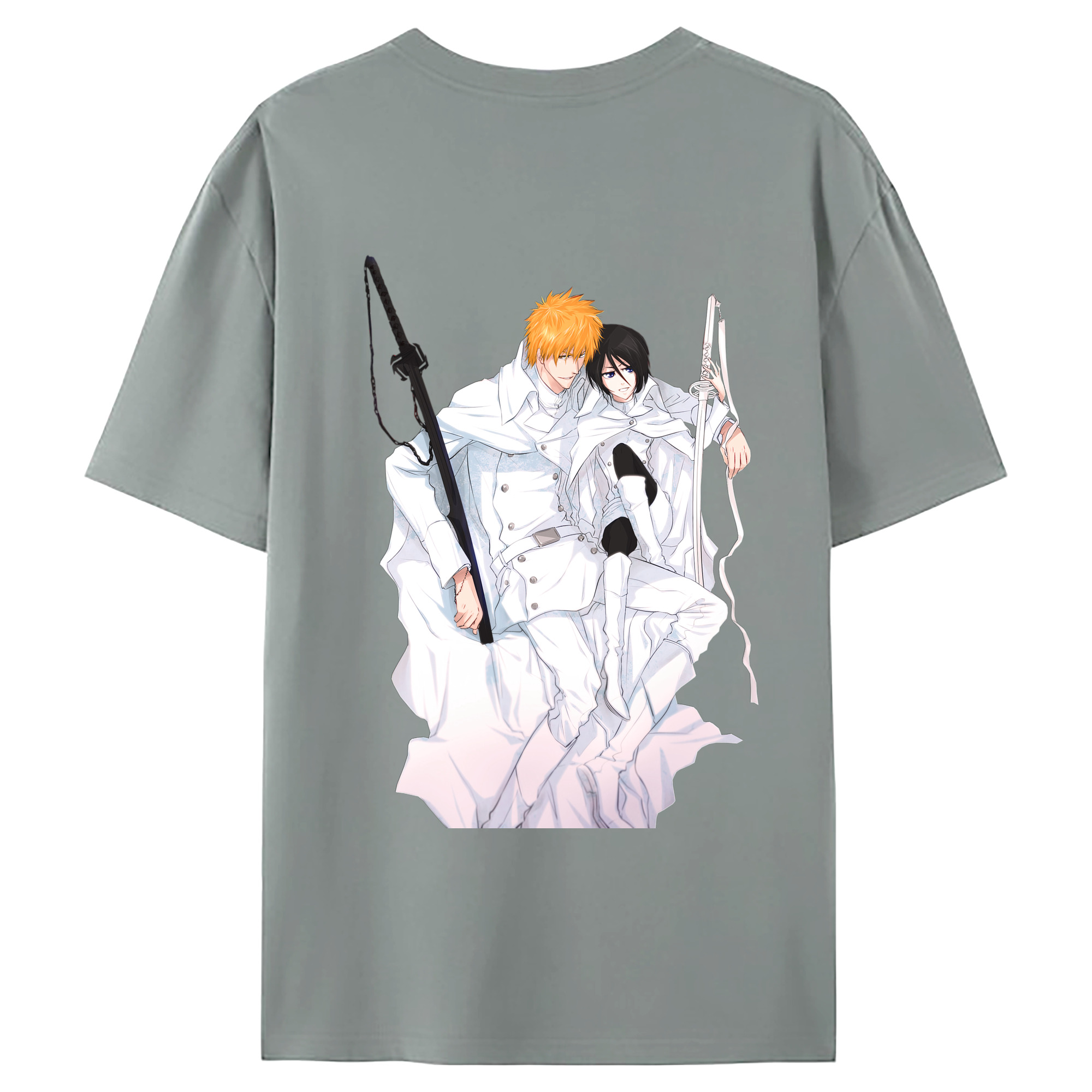 （画像用） ブリーチ 黒崎一護（くろさき いちご）BLEACH Kurosaki Ichigo 綿100％ メンズ半袖Tシャツ（バックプリント） 通気性